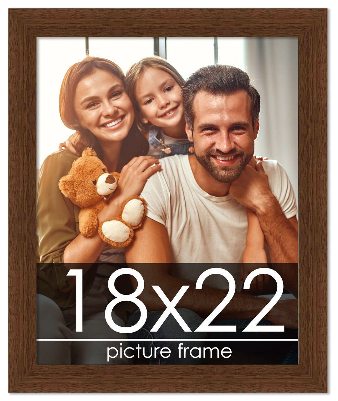Simple Brown Picture Frame - UV Acrylic, Foam Board Backing, Hanging Hardware